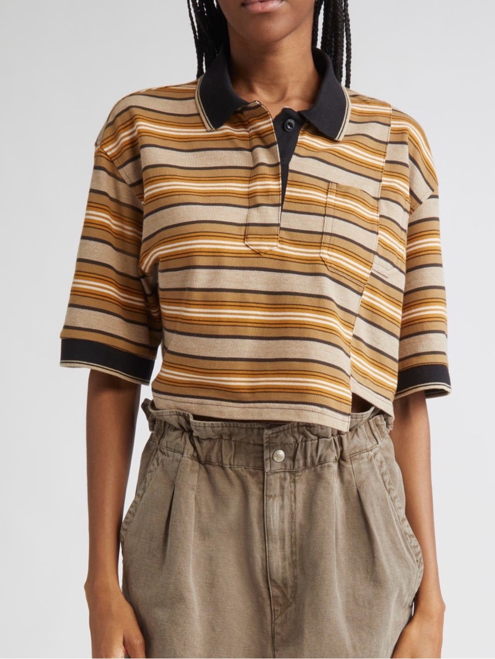 New Isabel Marant Etoile Isalyne Striped Polo Size US 4 Euro 36 Preppy Designer